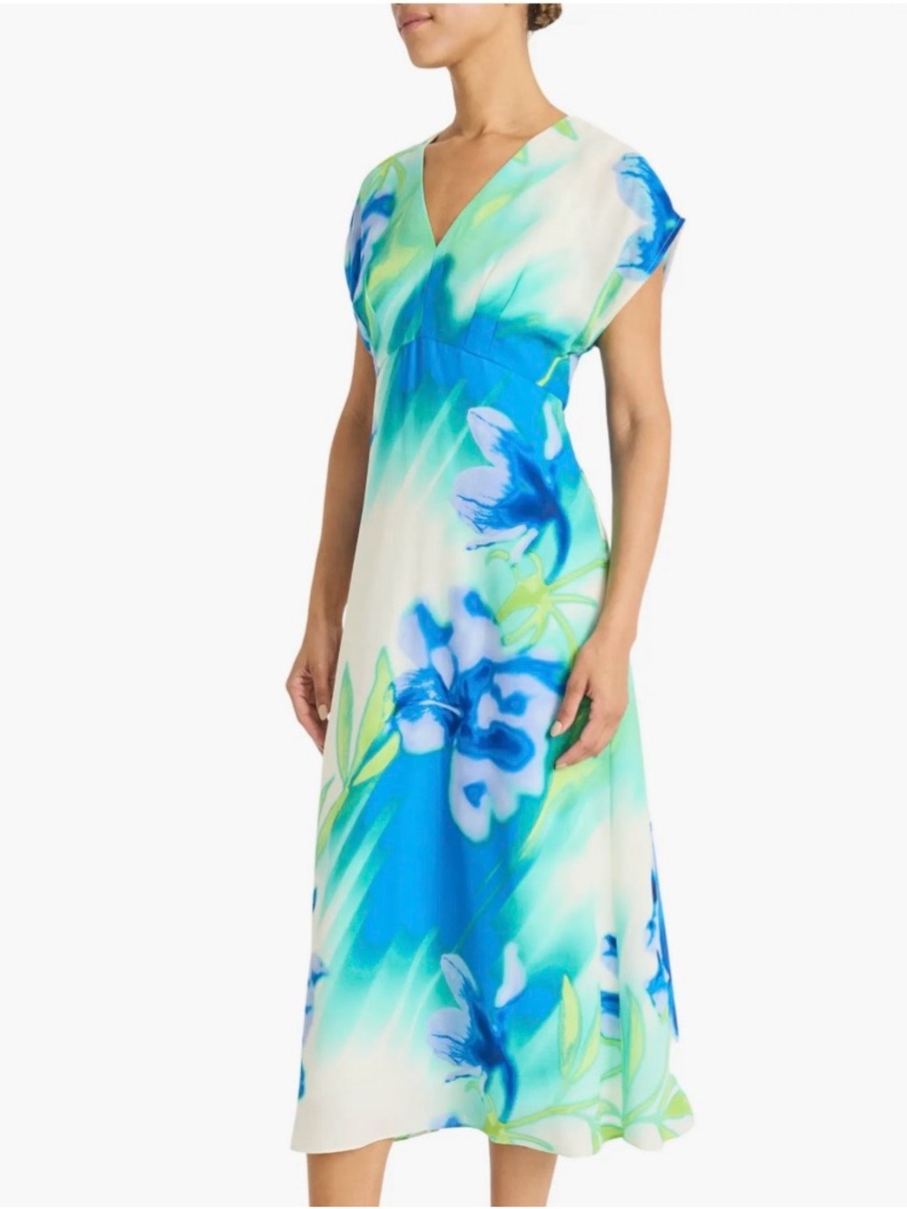 NWT MAGGY LONDON Floral Short Sleeve V-Neck Lined Dress Size 4